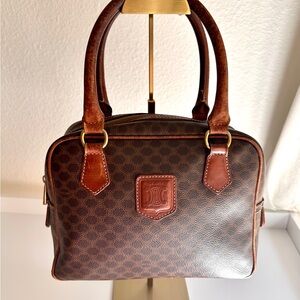 Vintage Celine Macadam Brown Boston Bag Monogram Small
